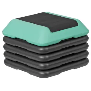 ZENY 16-in Fitness Aerobic Platform High Step Adjustable Exercise Stepper W/4 Risers, Home Gym Workout Equipment Green