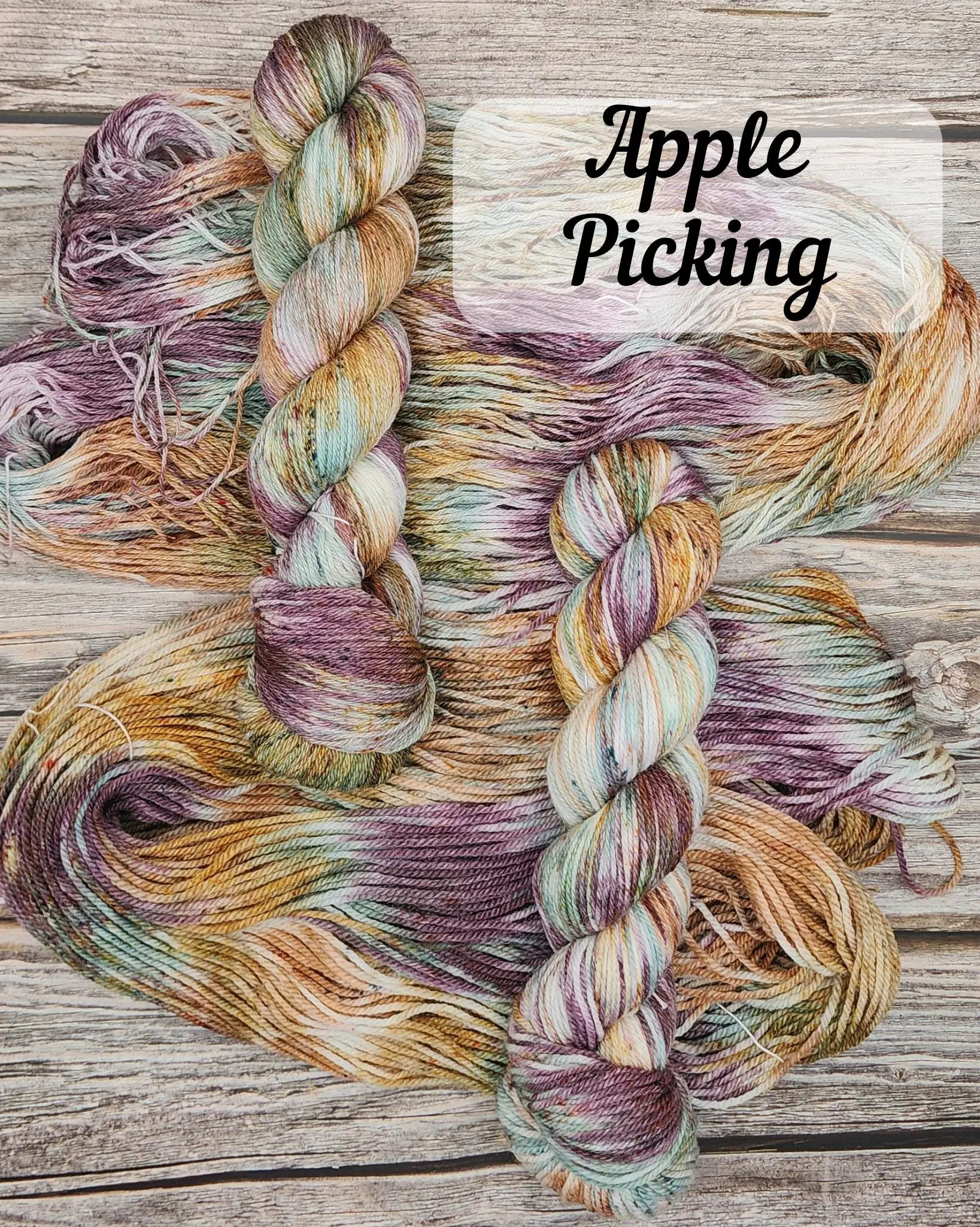 Apple Picking Hand-Dyed Yarn in Dusky Blues Deep Gourd Purples Rich Greens & Vibrant Oranges for Cozy Knitting Projects