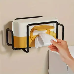 Wall Mounted Paper Towel Dispenser, Tissue Dispenser, Non-drill Adhesive Wet Wipe Holder with Towel Storage Box, Bathroom Supplies for Bathroom, Kitchen & Toilet, Organiser, Bathroom Accessories Organizer