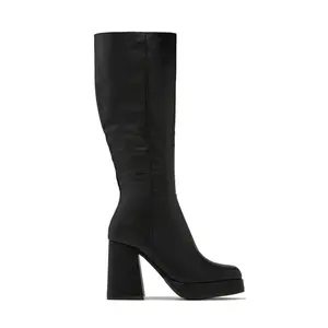 Hudson Platform Block Heel Boots - Black