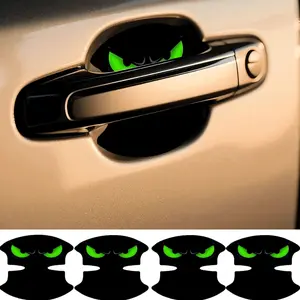 4 PCS Green Eye Pattern Door Handle Cup Scratch Protection Stickers, Car Door Handle Anti-collision Protective Stickers, Essential Door Handle Guards for All Vehicles, Car Decals