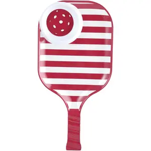 American Flag Melamine Chip and Dip Snack Tray, Red and White Patriotic Striped Pickleball Paddle Shape Platter for Chips, Salsa, Fruits, and Appetizers, 15.75 x 8 Inch
