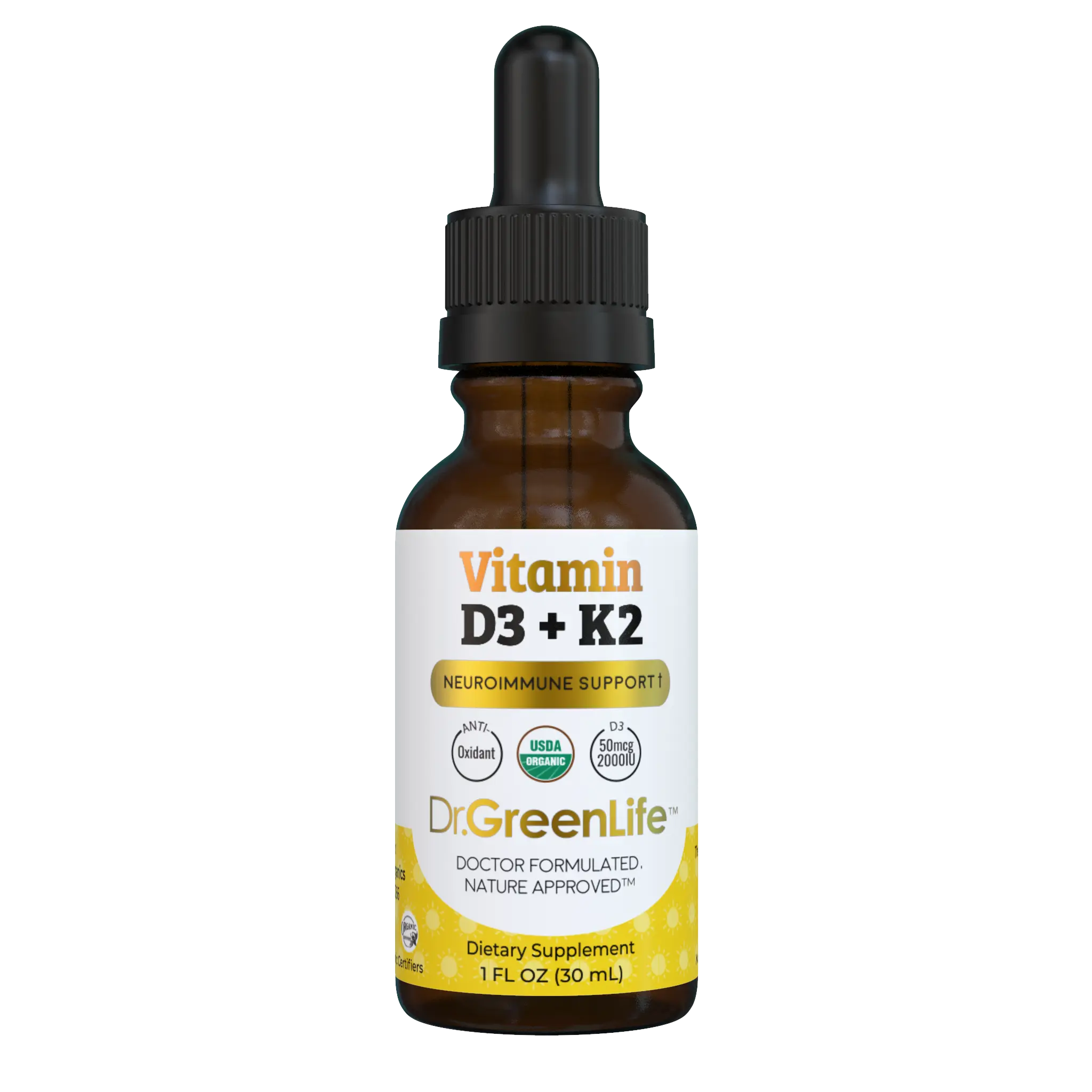 Dr. Green Mom Vitamin D3 + K2 Liquid Drops (2,000 IU) | Advanced Bone Health & Calcium Absorption Support | Daily Immune Wellness