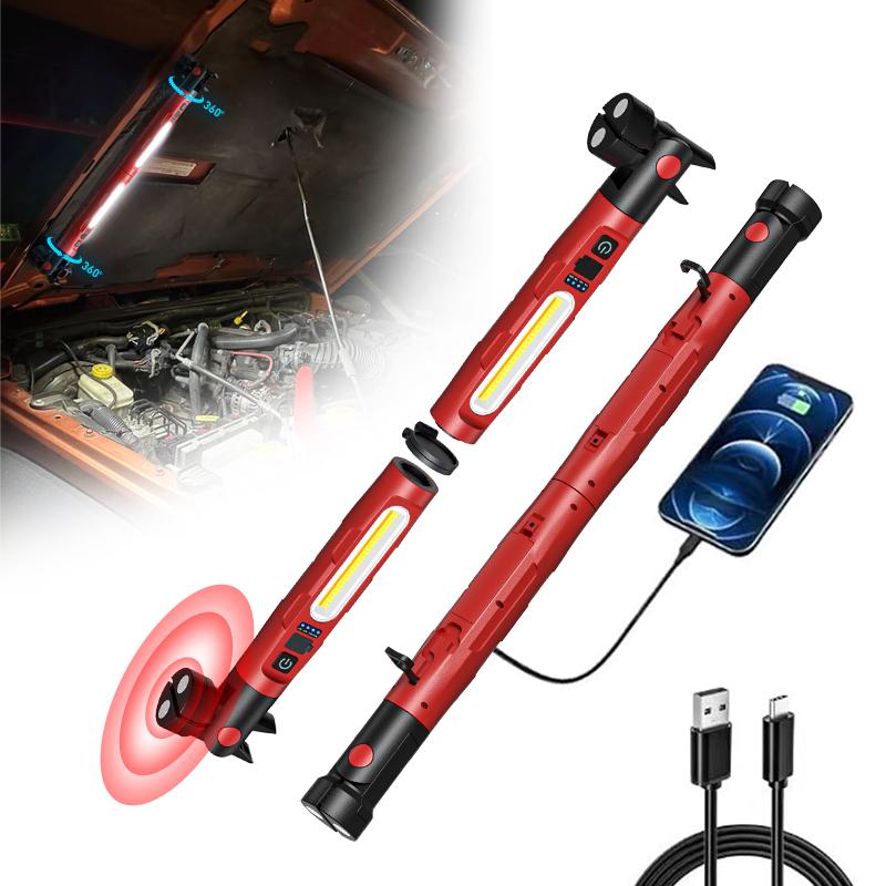 2-in-1 mechanical work light, 3000 lumens magnetic work light, rechargeable LED work light strip, portable wireless hood-under work light strip with hook, foldable design, suitable for maintenance workshops and emergency lighting