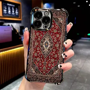 Persian Carpet Floral Pattern Mobile Phone Case for IPhone 16/15/14/13/12/11,E, Pro Max, Plus Anti-Fall Transparent Soft Back Cover