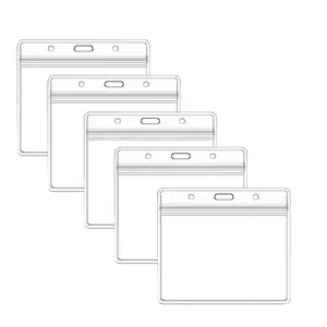 Clear Plastic ID Card Holder, 5 Counts Waterproof Repeatable Sealed Zipper ID Card Holder, Identification Badges & Supplies for Nurse, Office and School