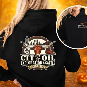 CTT Oil Exploration & Cattle T-Shirt, Hoodie, Sweatshirt Unisex Graphic Oilfield Ranch Landman Inspired Workwear Tee, Casual Top Unisex