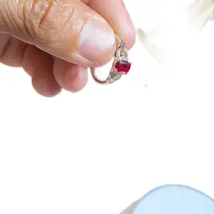 Anillo de Plata 925 italiana inspirado en corazón con piedra de color rojo inspirado en el amor Size 9