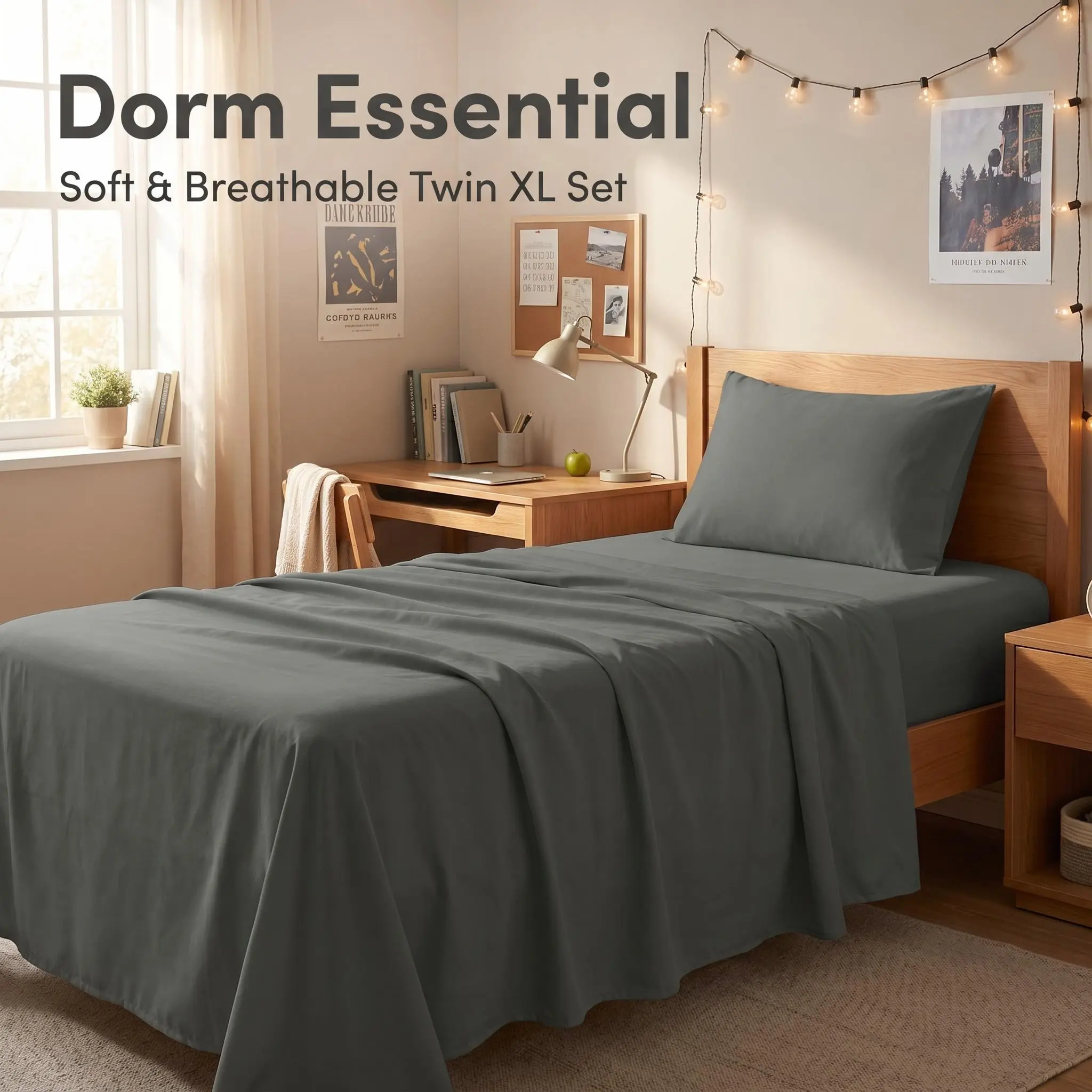 Bedsum TwinXL 3 Piece Microfiber Sheet Set, Back to School Dorm Bedding, Ultra Soft Wrinkle Resistant Deep Pocket Fitted Sheets, Stain Resistant Durable College Dorm Bed Sheets breathable comfort DreamComfort Cotton