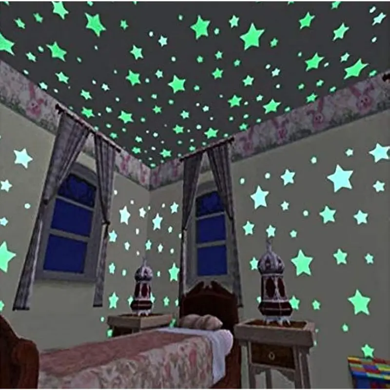 5PCS 3cm Multi-Color Stars Glow in The Dark Luminous Fluorescent Wall Stickers for Baby Kid's Nursery Room-Stars Plastic Luminous Wall Stickers for Bedroom Decoration Home Ceiling Wall