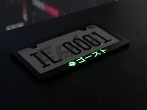 Glowing Ghost Japanese Scrip License Plate Frame JDM Street Racing Premium Metal