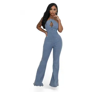 Denim Jean Halter Jumpsuit