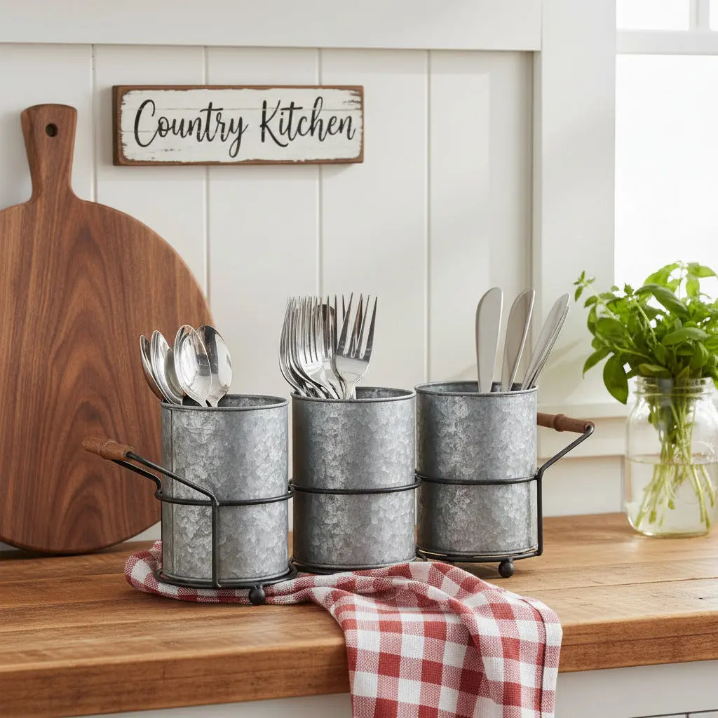 Galvanized Utensil Caddy