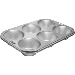 Stainless Steel Extra Large 6 Cup Jumbo Muffin and Cupcake Baking Pan