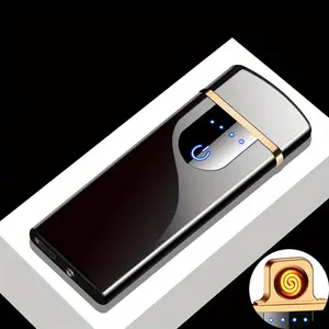 Aluminum alloy lighter, USB rechargeable electronic lighter, standard ejection box holder, flameless windproof lighter