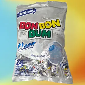 Colombina Bon bon bum Clear 384g 24Unit Bubble gum Pops - Elegant Packaging for Parties and Gatherings - Snack
