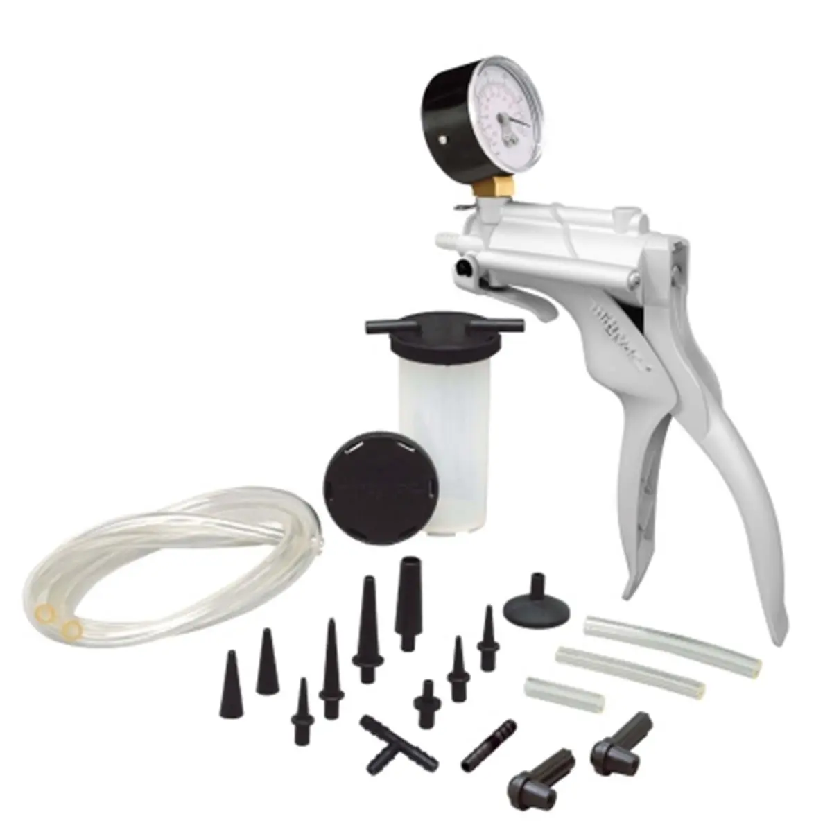 Mityvac MV8000 Selectline Hand Vacuum and Pressure Pump Kit for Service Pros, for Brake Bleeding and Automotive Diagnostic Tests, with Vacuum Gauge (0-30 in. Hg), Tubing, Adapters, and Fluid Reservoir Bottle