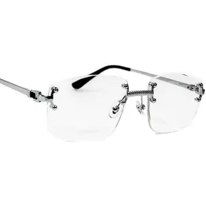 Metal Wire Frame  Square Minimalist Retro 90's Trendy Rimless Rectangle Clear Lens Men's Fashion  Hop Framless Glasses For Men And Women