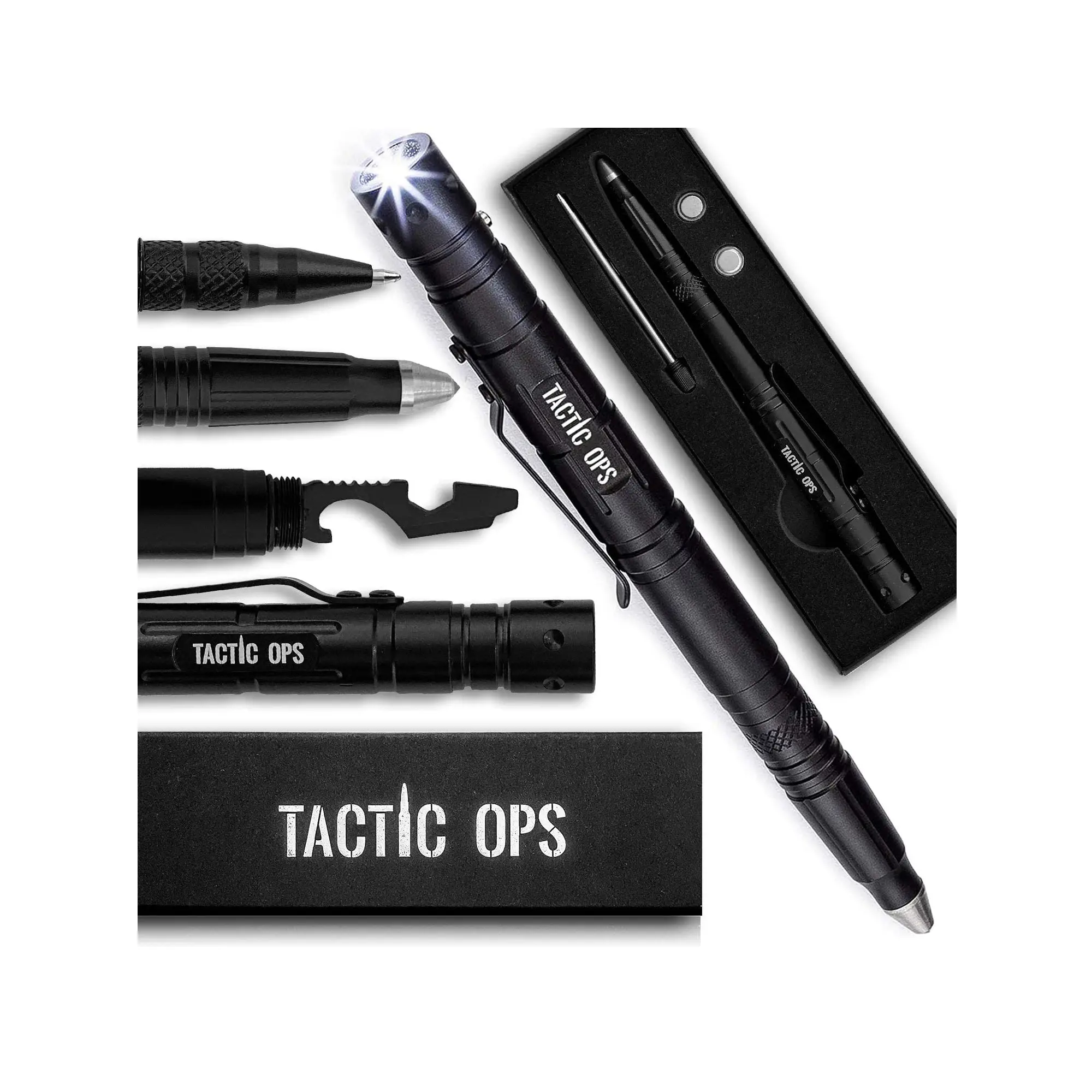 Tactical Flashlight Self Defense Glass Break Multi-Use Pen Emergency Tool Heavy Duty Pen