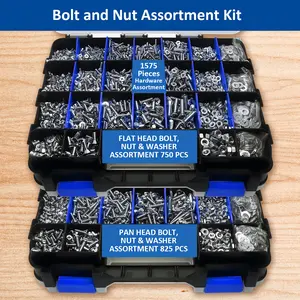 1575-Piece Stainless Steel Hardware Kit, M3-M6 Phillips Head Screws, Nuts and Washers Assortment, 304 Grade Anti-Rust Fasteners Set with Storage Case (Blue)