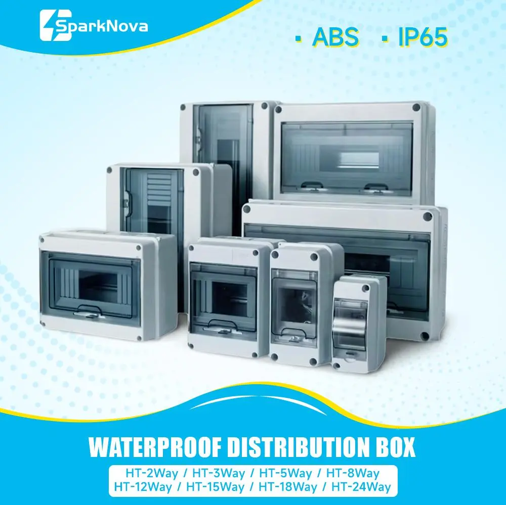 FASHION4U - IP65 Waterproof Distribution Box  2/3/5/8/12/15/18/24WAY ABS Plastic Electrical Enclosure HT Series Junction Box