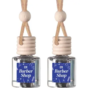 Car Air Fresheners - Hanging Car Air Freshener Diffuser - Reusable Bottle with Long Lasting Car Oil Scent - 2 pack, Barber Shop