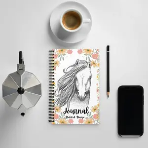 Horse Journal Wire-O Binding Spiral Notebook, Blank & Dotted Pages, Soft-Touch Cover, Made-to-Order Office Stationery