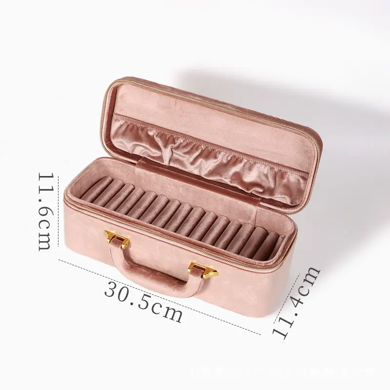 Loveden In-Stock 15-Slot Jewelry Organizer Display Box - Large-Capacity Light Luxury High-End Fabric Case, Portable, Jade & Gold Ready Bracelet Storage, Euro-American Fashion Accessory, Gift for Girls,sohochic
