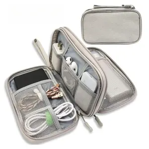 Portable Double Layer Cable Storage Bag Waterproof Cosmetic And Stationery Organizer Multi Functional Storage Container For Outdoor Travel And Daily Use