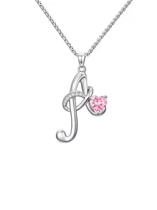 Women's Letter Pendant Heart Design Necklace Jewelry Gift, Casual Copper Chain Design, Perfect Birthday Graduation Holiday Present, Dainty Initial Necklaces