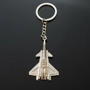 Chengdu J-20 Chinese China Fighter Jet Metal Plane Keychain Chrome Silver Metal