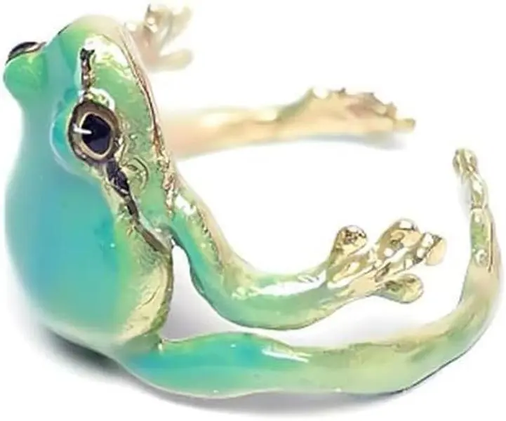 Frog Ring for Women 2 PCS Green Rings Adjustable Open Frog Ring Funny Tree Frog Jewelry