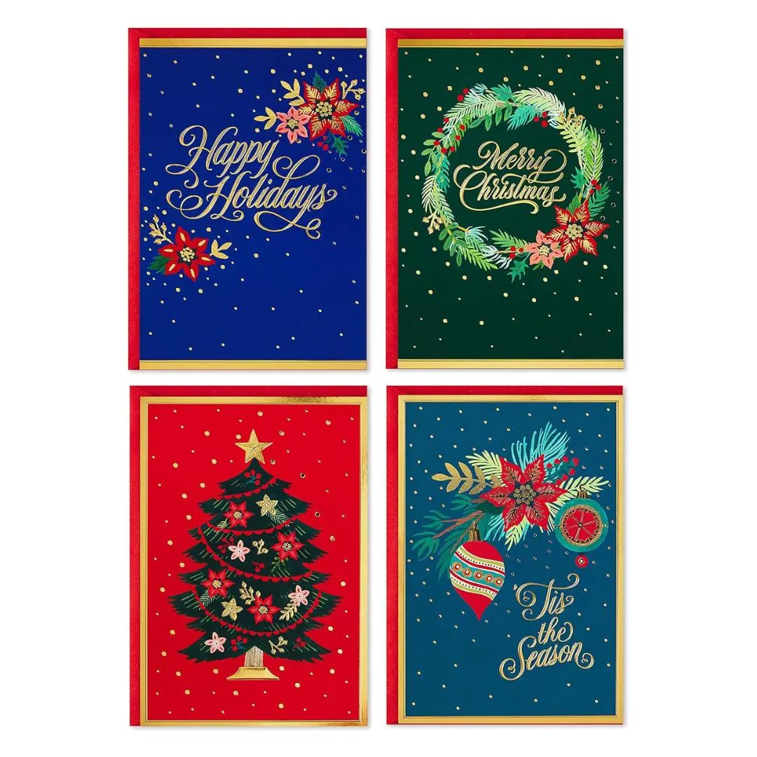 Boxed Christmas Cards Assortment, Festive Foil (40 Cards and Envelopes)