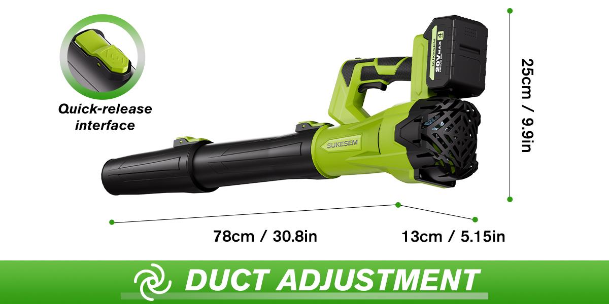 High power wireless leaf blower, equipped with 4.0Ah battery, 6-speed adjustable and extended nozzle, anti slip handle, lightweight design, suitable for lawn care and yard cleaning