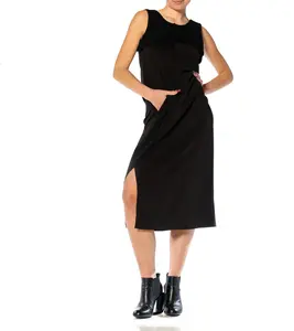 1990S Michiko Y’S Black Wool & Rayon Dress With Sweater Knit Bodice