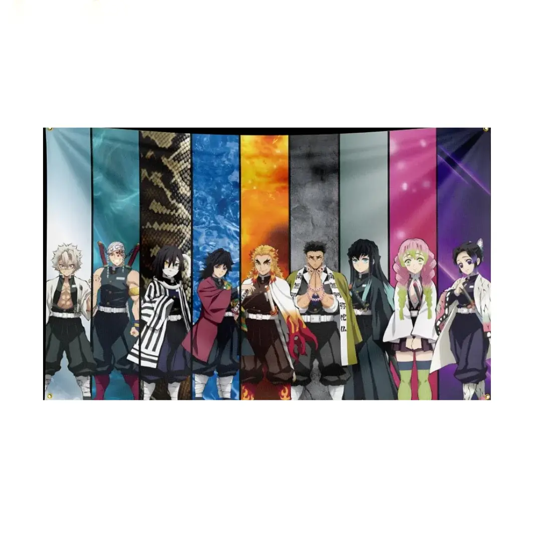 Demon Slayer Polyester Wall Flag - Anime Character Art Print, Lightweight, Wall Mountable, Indoor Holiday Otaku Fan Gift, Manga Home Decor Tapestry, Wall Mount