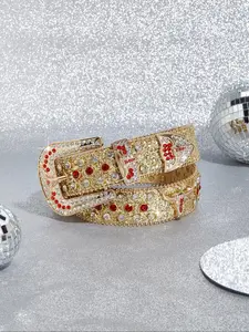 Women's Fashion Rhinestone Decorated Belt, Street Style Western Belt for Jeans, Fashion Belt for Party, Daily Clothing Decor, Trendy All-match & Exquisite Belt for Gift