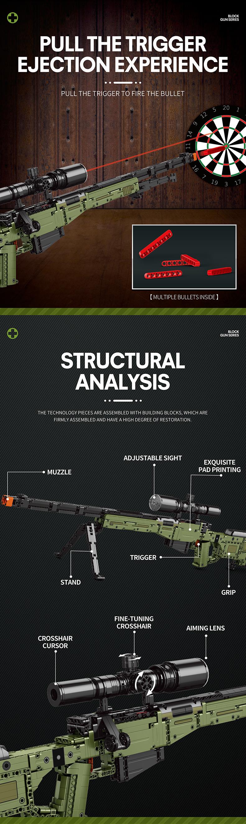 40in Large Building Block Gun Set - 1245 pieces. DIY building block gun model toy. A collectible building block toy model suitable for team outdoor cooperative tactical activity enthusiasts, ages 12 and up. A great choice for Halloween and Christmas gifts
