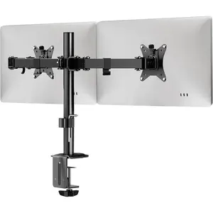 Dual  Mount, Dual  Arm for 2 Screens on Desk, Adjustable Tilt and Swivel Arms for Double Screen up to 32" and 19.8 Lbs VESA 75x75 and 100x100 C-clamp & Grommet