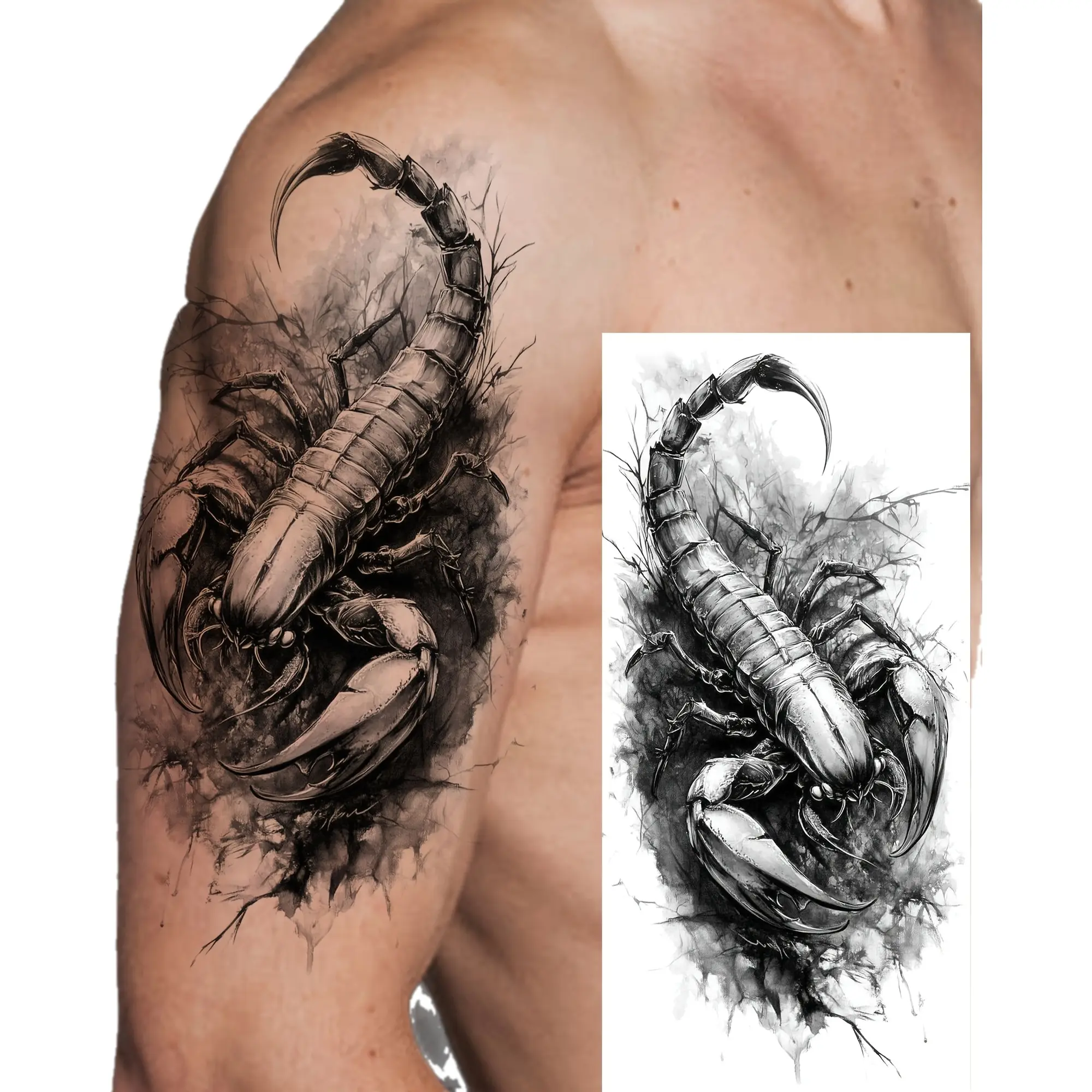 6 Pack Realistic Temporary Tattoos, Long-Lasting Waterproof Scorpion Stickers - Body Art for Men & Women on Arm, Thigh & Calf, Assorted Temporary Tattoos