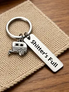 Funny Camping Keychain with RV Charm, "shitter's Full" Engraved Key Ring, Humorous Gift for Camper/RV Owners, Perfect for Outdoor Lovers, Keychain Accessories