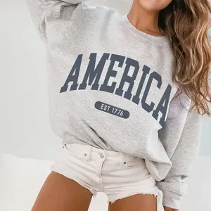 America Sweatshirt EST 1776 Faded Vintage Style Aesthetic USA Crewneck Trendy Varsity Style America Crewneck July 4th Unisex Sweatshirt