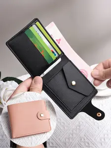 Unisex Wallet, Lightweight Foldable Design, Button Closure, Polyester Lining, Credit Card Holder, Candy Color, Travel & Daily Use