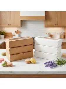 20/15/10/5/1pcs Rectangular Clear Lid Bakery Box, Flip-Top Design Transparent Dessert Container for Cookies & Muffins.needoh.paper plates,Free gift: One bag of raffia grass