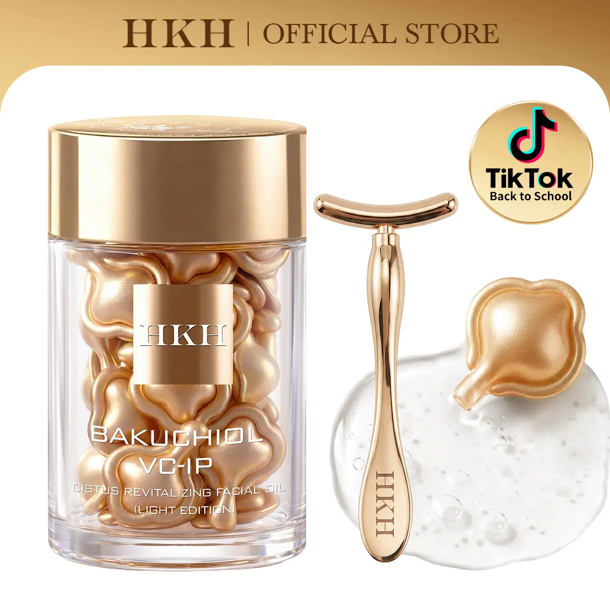 HKH Bakuchiol Plant Retinol Capsule Serum with Vitamin C & Advanced Peptides, Firm Anti-Aging Face Serum, Smooth Fine Lines, Dark Spot Remover, Hyperpigmentation Treatment, Gentle Skin Repair, Plump Skin, 30 Count