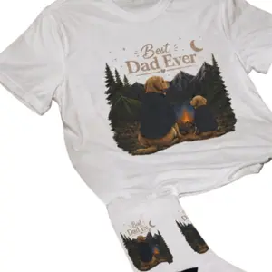 Men's Golden Casual Graphic T-Shirt & Matching Socks - Personalized Menswear for Outdoor Use