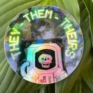 Pronoun Holographic Vinyl Sticker: Astronaut