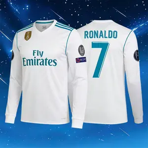 17 18 C7 Home White Vintage Fan Edition Long Sleeve Soccer Jersey