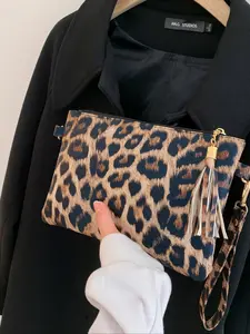New Leopard Print Handheld Envelope Bag for Women, Korean Style Large Capacity Fashionable Printed Backpack, Unique Personality Design, Handbag Shoulder Bag
