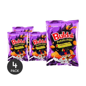 4 Pack SAMYANG Buldak Spicy Chicken Chips - Korean Hot Chicken Flavor with Lime & Habanero - 120g Each